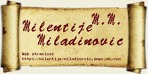 Milentije Miladinović vizit kartica